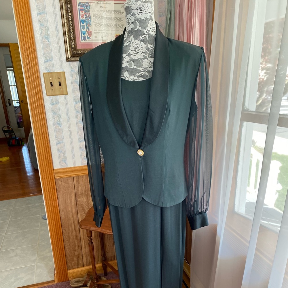 J.R. Nites Pine Sleeveless Dress with Blouse